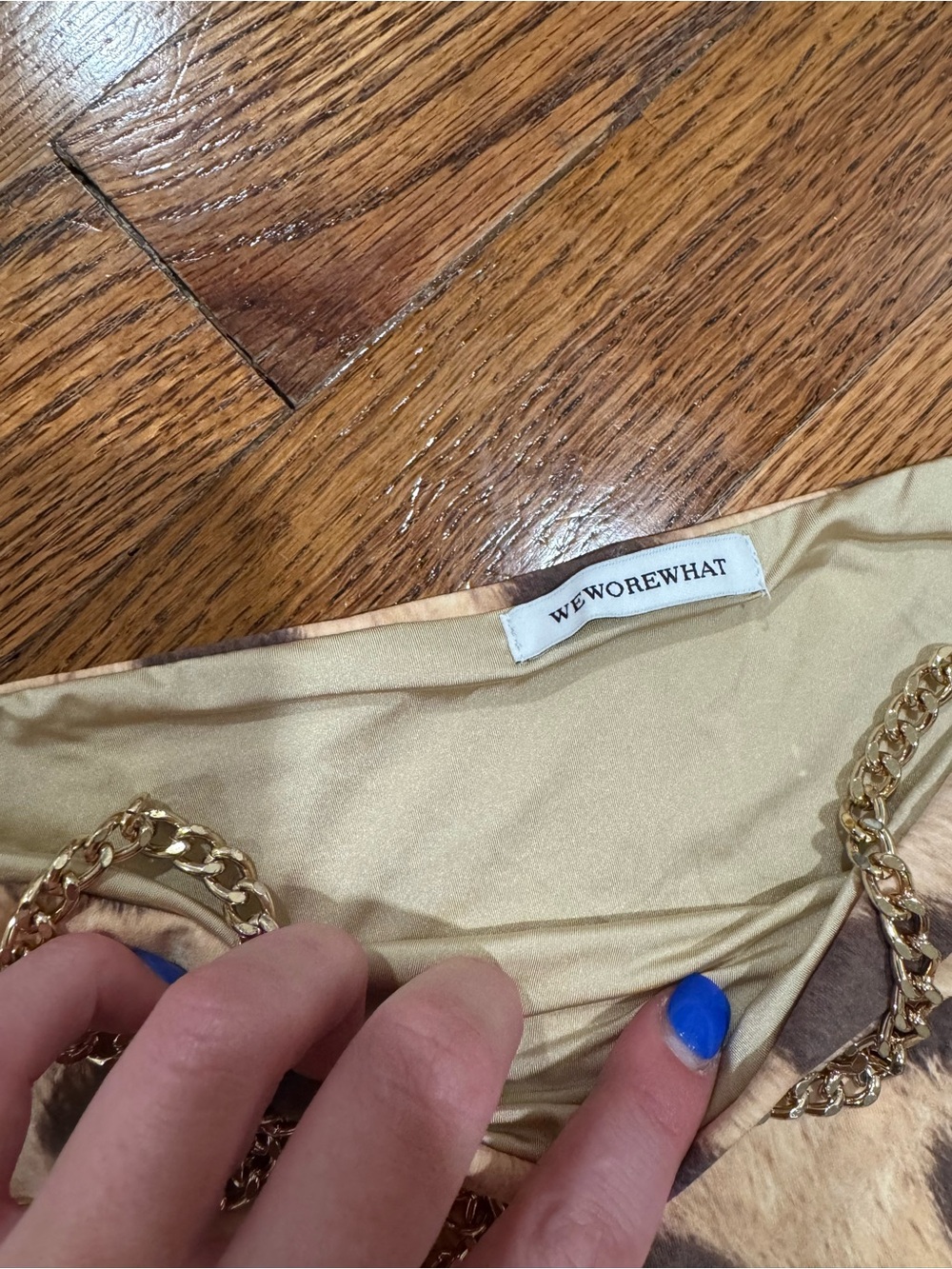 WeWoreWhat Gold Chain Accent Bikini Bottoms - Champagne Gold